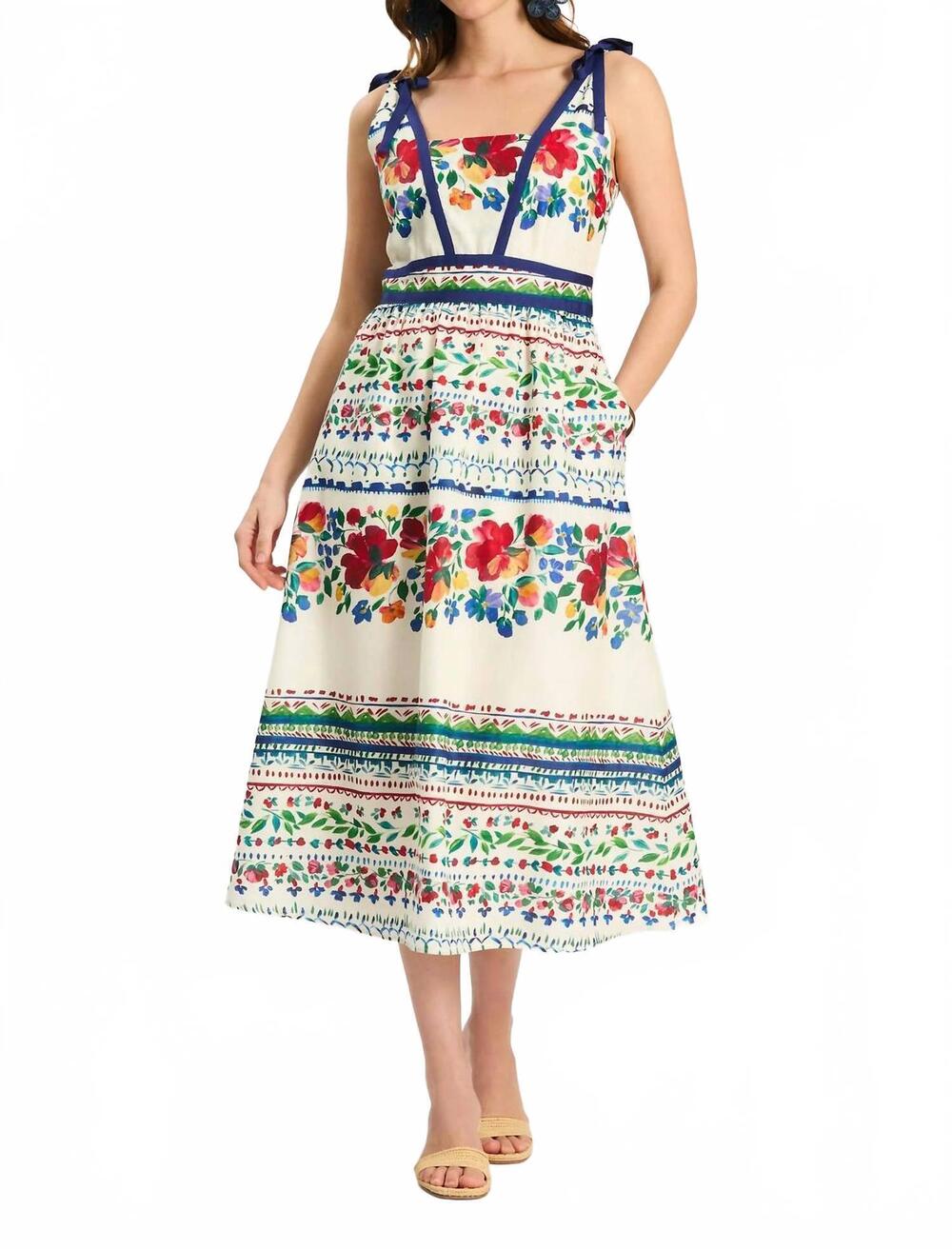 NEW TYLER BOE chelsey soiree midi dress in picnic floral
